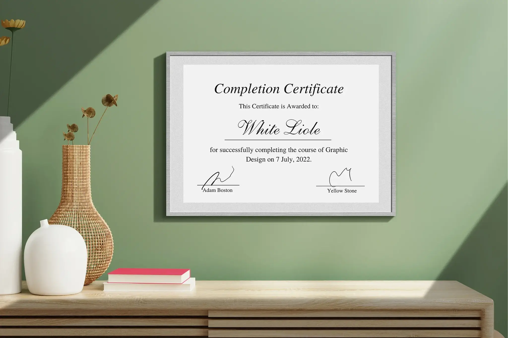 Certificate mockup 3, landscape orientation, A4 size